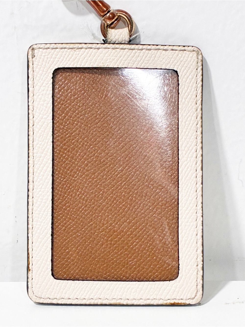 Coach F57311 ID Holder Badge Card Case Leather Chalk White - Picture 3 of 3